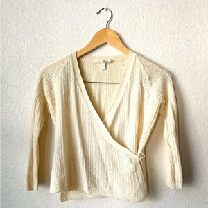 Brooks Brothers 100% Merino Wool Cream Wrap Sweater Size Small